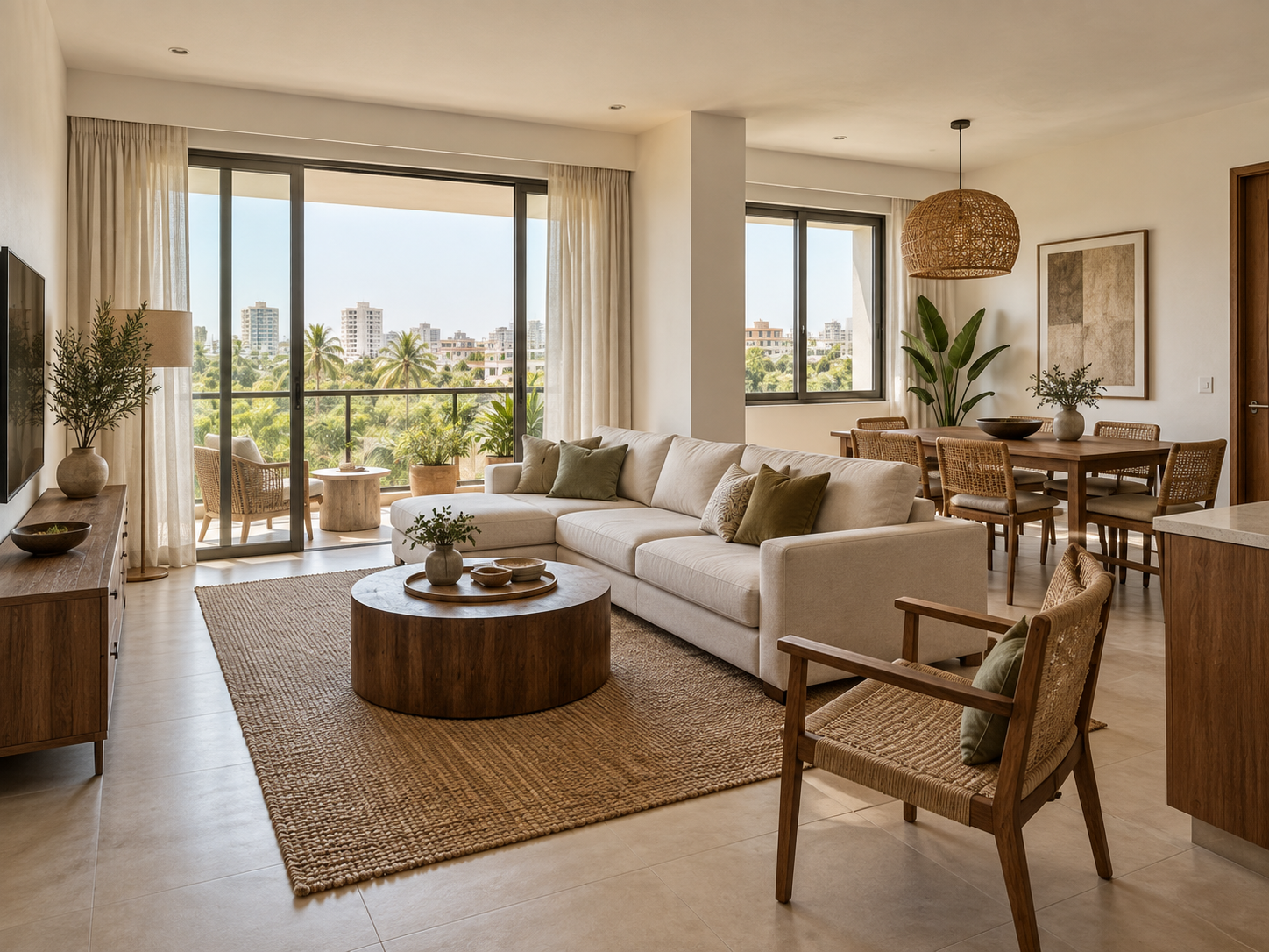 Intérieur lumineux d’un appartement contemporain à Dakar